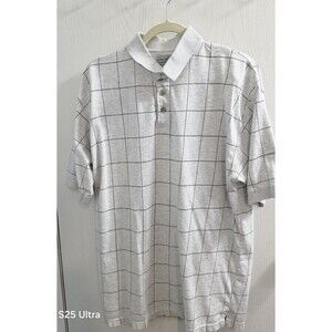 Bert Pulitzer Mens Polo Golf Shirt XL Gray Large Check 100% Cotton